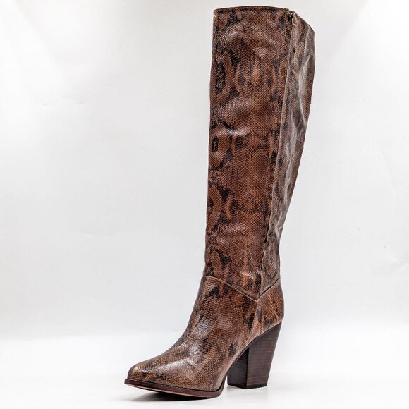 Trask Women Elena Snake Print Leather Western Cowboy Wide Calf Boots size 10 - Picture 3 of 11